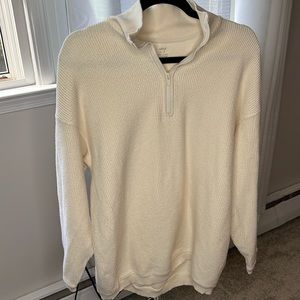 Oversize quarter zip rib sweater